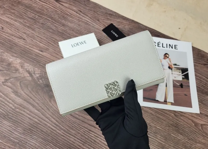 LOEWE Light Gray Long Leather Wallet 172 - Image 4