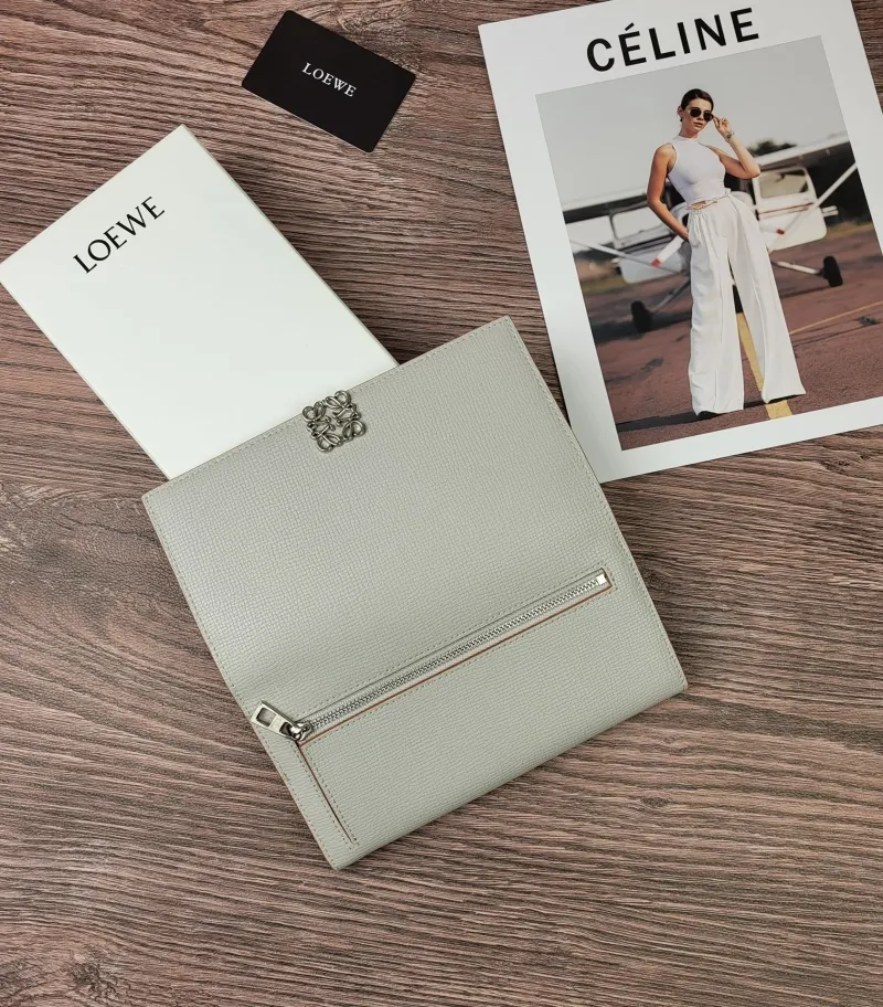LOEWE Light Gray Long Leather Wallet 172 - Image 8
