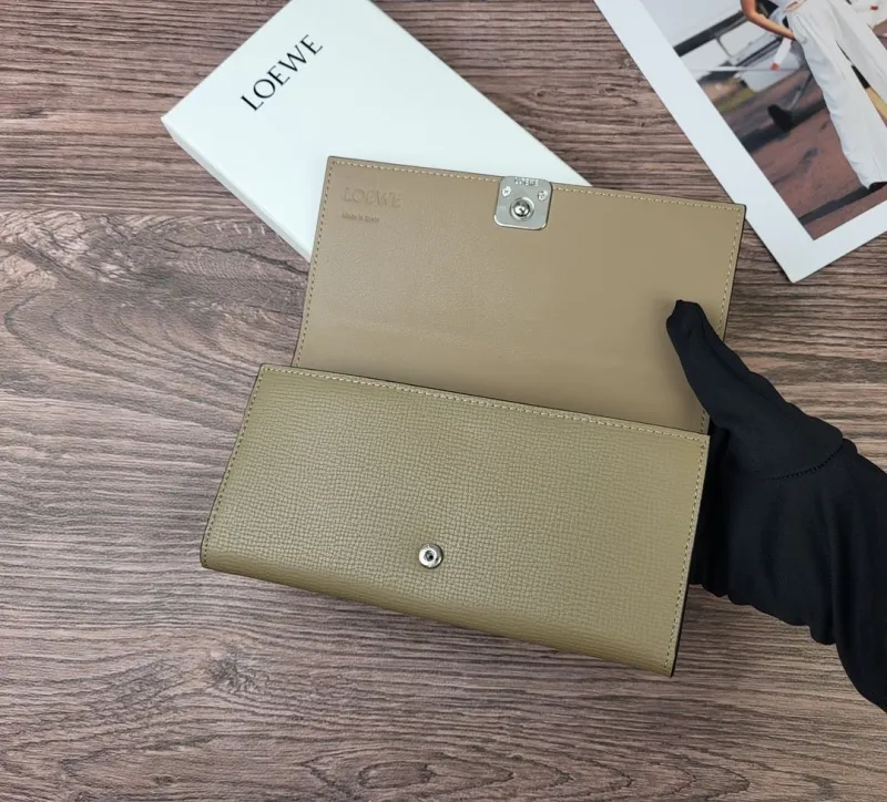 Loewe Khaki Long Leather Wallet - Image 5