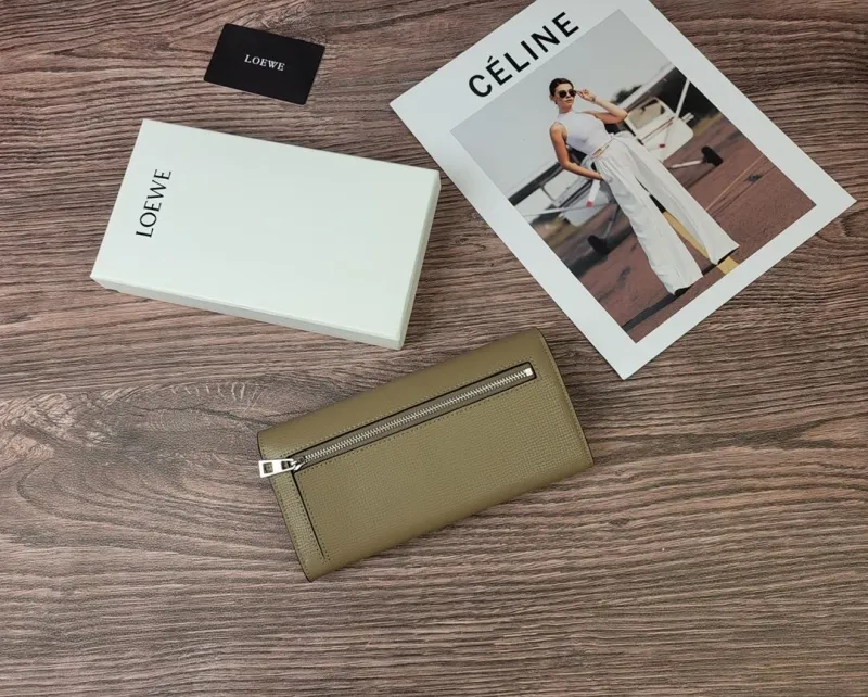 Loewe Khaki Long Leather Wallet - Image 8