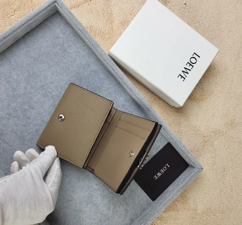 LOEWE Taupe Leather Compact Wallet 184 - Image 4