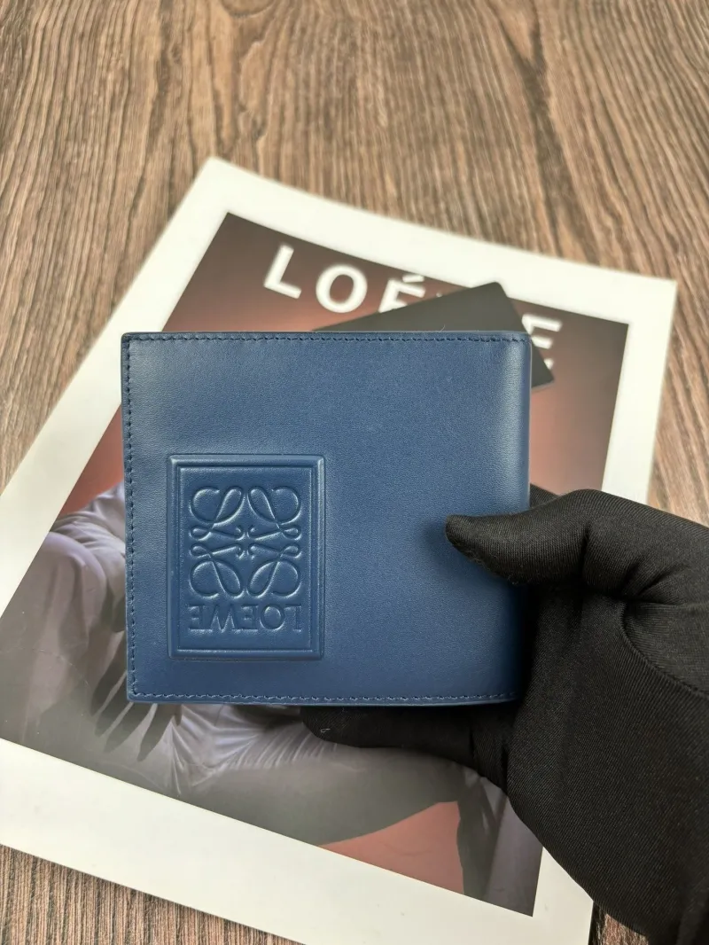 LOEWE Blue Leather Bifold Wallet 186 - Image 4