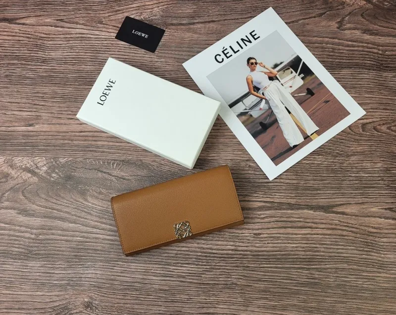 Loewe Brown Leather Long Wallet