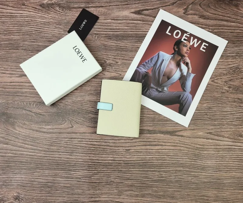 Alternative view of LOEWE Cream Leather Wallet SKU 198 with Light Blue Strap