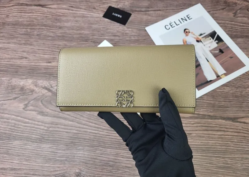 Alternative view of LOEWE Long Leather Wallet in Olive