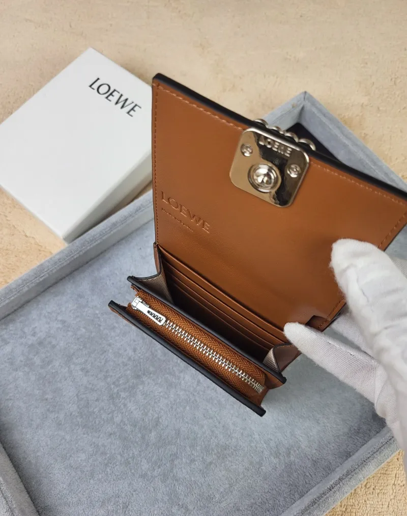 LOEWE Brown Leather Trifold Wallet SKU 203 - Image 5