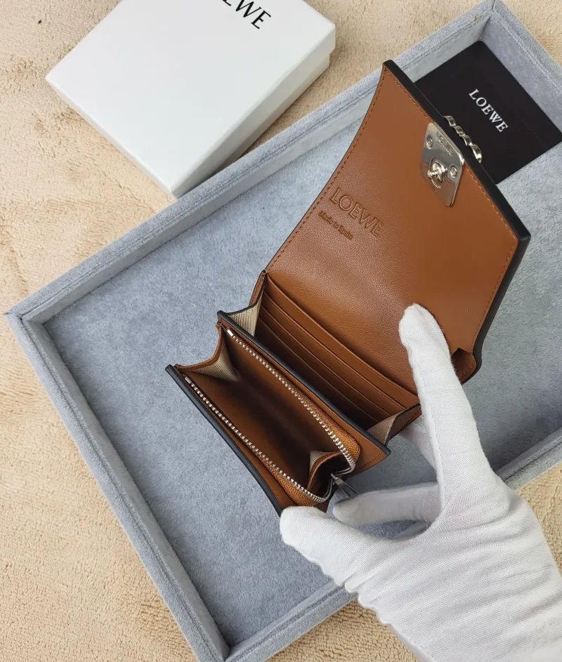 LOEWE Brown Leather Trifold Wallet SKU 203 - Image 6