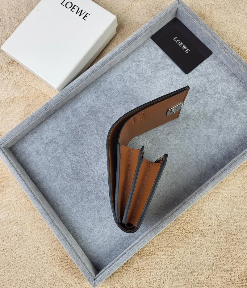 LOEWE Brown Leather Trifold Wallet SKU 203 - Image 7