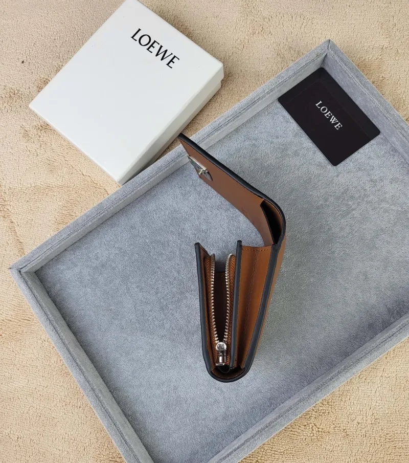 LOEWE Brown Leather Trifold Wallet SKU 203 - Image 8
