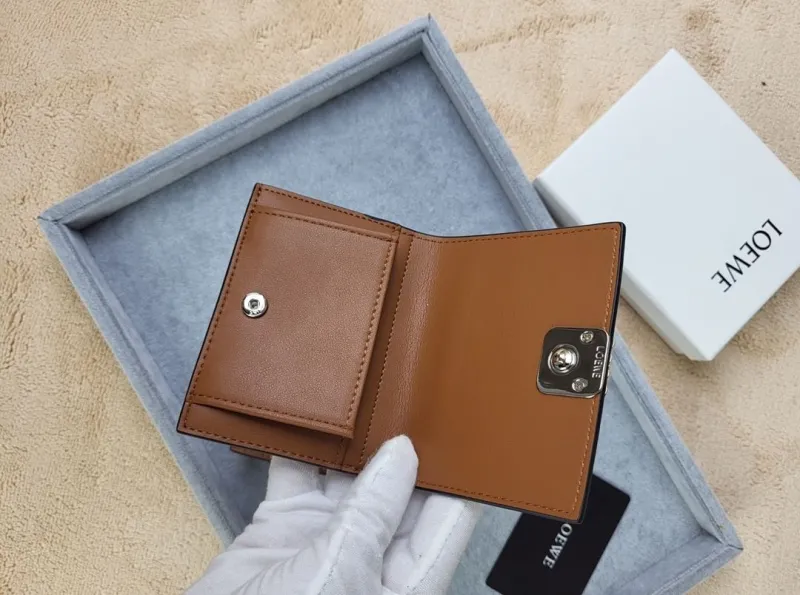 LOEWE Brown Leather Trifold Wallet 206 - Image 6