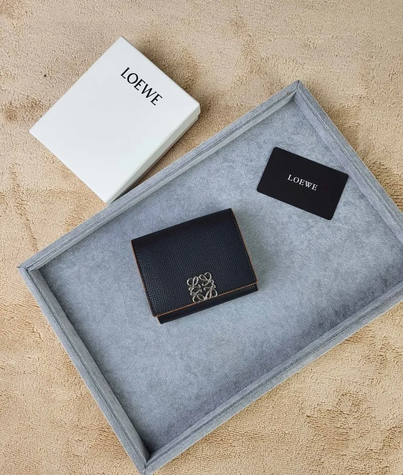 LOEWE Black Leather Trifold Wallet 207