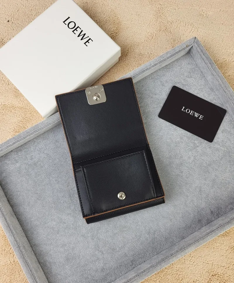 LOEWE Black Leather Trifold Wallet 207 - Image 3