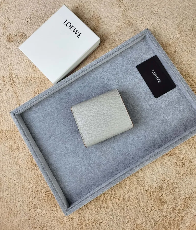 Alternative view of LOEWE Light Gray Leather Compact Wallet