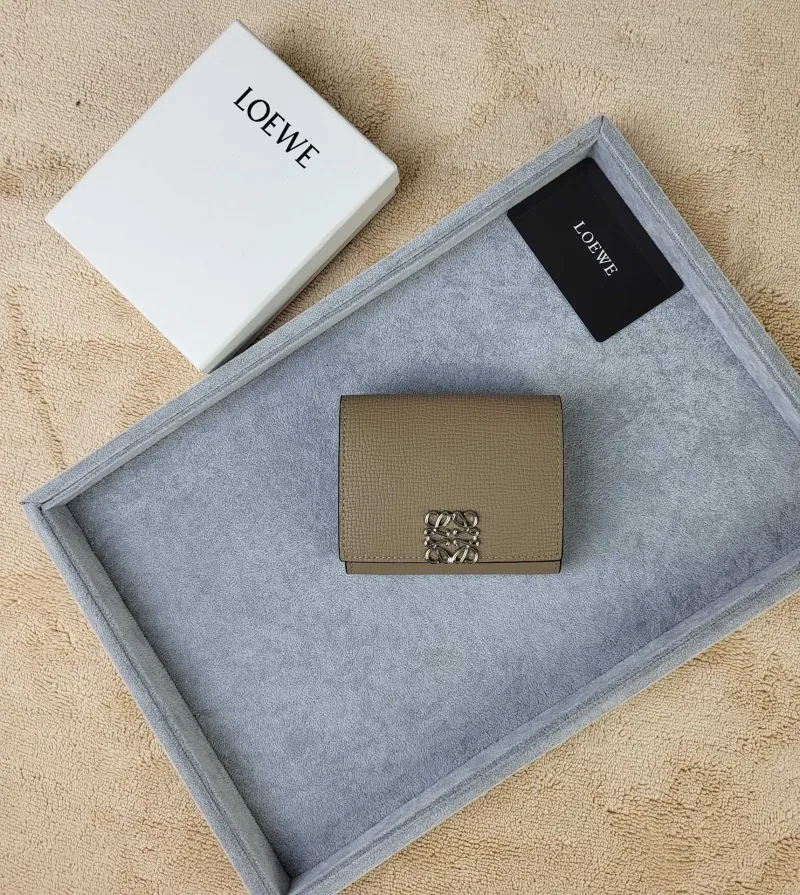 LOEWE Taupe Leather Bifold Wallet 209