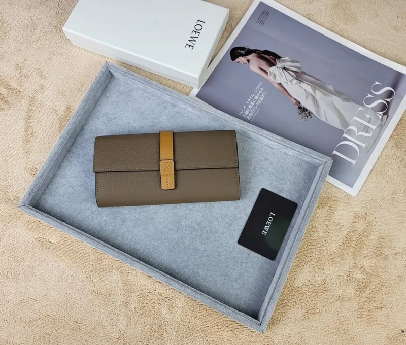 LOEWE Brown Leather Long Wallet 210