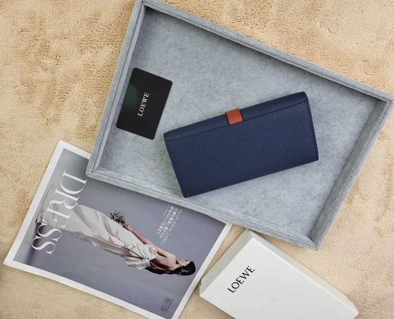 Alternative view of LOEWE Navy Blue Long Leather Wallet 211