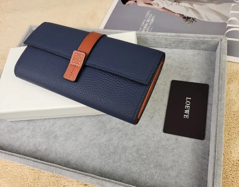 LOEWE Navy Blue Long Leather Wallet 211 - Image 4