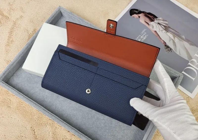 LOEWE Navy Blue Long Leather Wallet 211 - Image 5