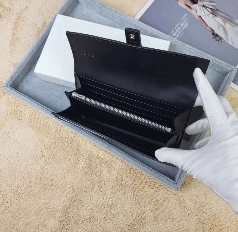 LOEWE Black Long Leather Wallet 212 - Image 9