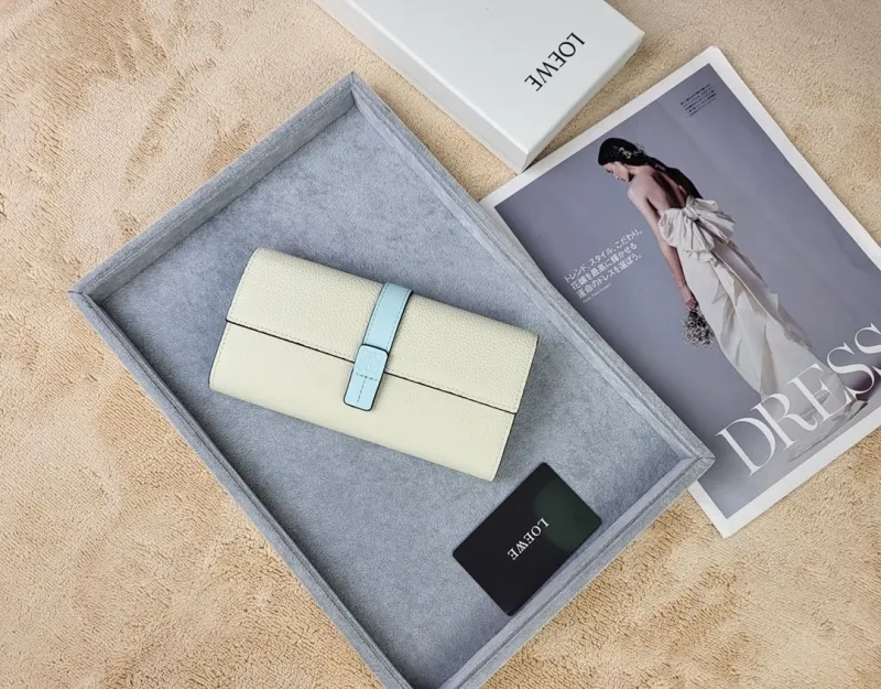 LOEWE Cream Light Blue Long Wallet 214