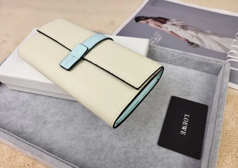 LOEWE Cream Light Blue Long Wallet 214 - Image 4