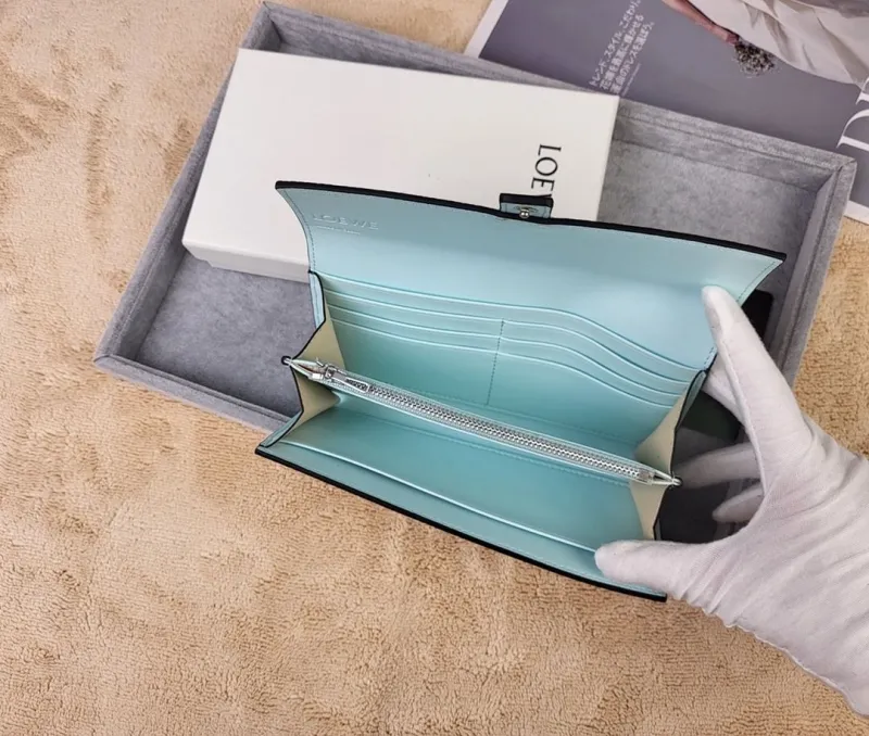 LOEWE Cream Light Blue Long Wallet 214 - Image 9