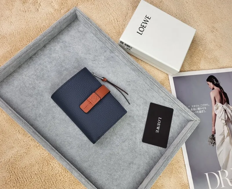 LOEWE Navy Blue Leather Zip Wallet