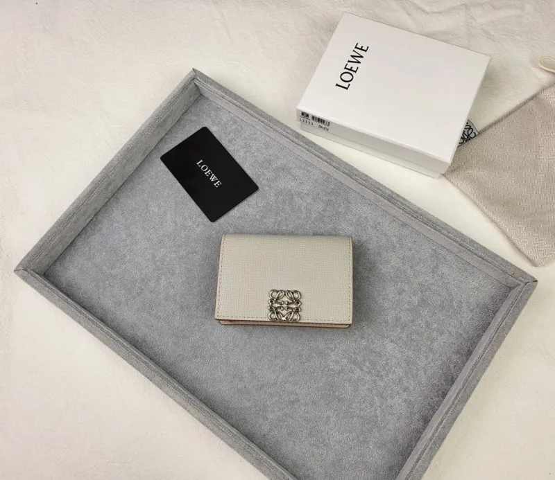 LOEWE L1111 Gray White Leather Wallet
