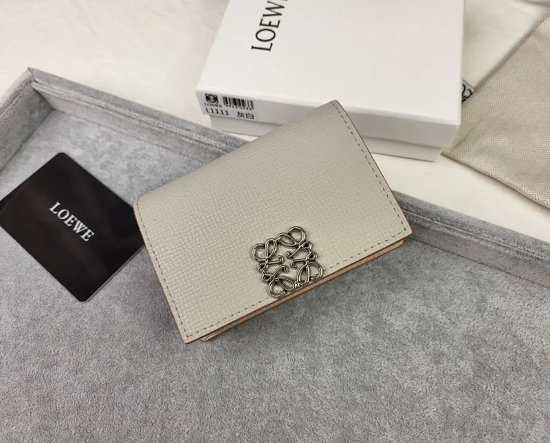 LOEWE L1111 Gray White Leather Wallet - Image 3
