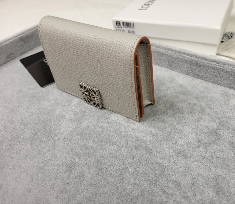 LOEWE L1111 Gray White Leather Wallet - Image 4