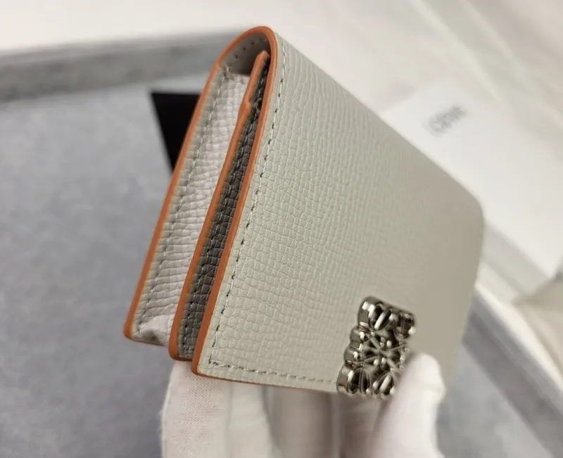 LOEWE L1111 Gray White Leather Wallet - Image 6