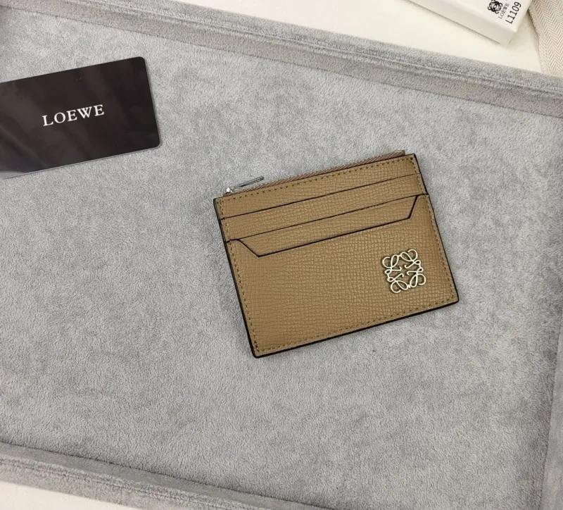 LOEWE L1109 Taupe Zip Card Holder