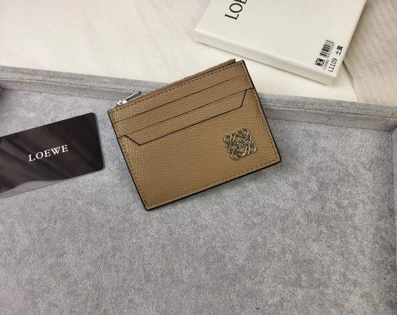 LOEWE L1109 Taupe Zip Card Holder - Image 3