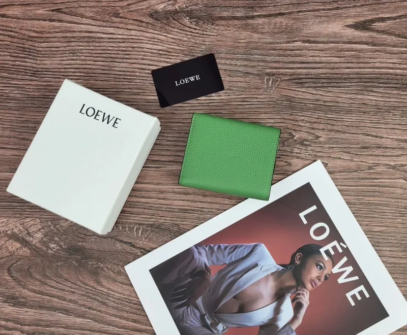 Alternative view of LOEWE Small Green Pebbled Leather Wallet
