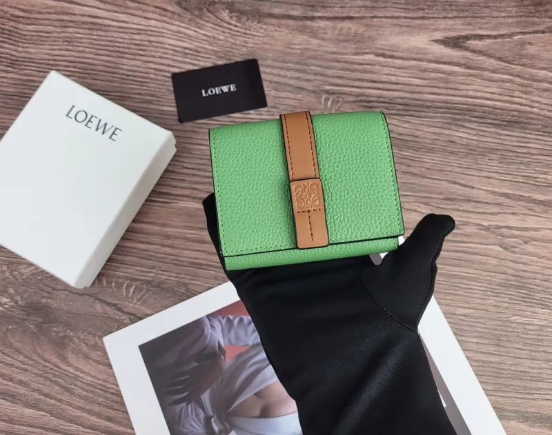 LOEWE Small Green Pebbled Leather Wallet - Image 3