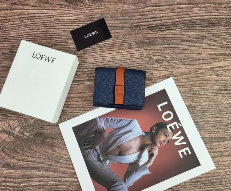 LOEWE Navy Blue Bifold Leather Wallet 316