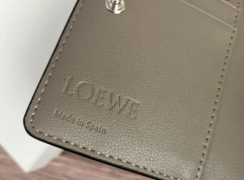 LOEWE Beige Green Gray Colorblock Leather Zip Wallet - Image 7