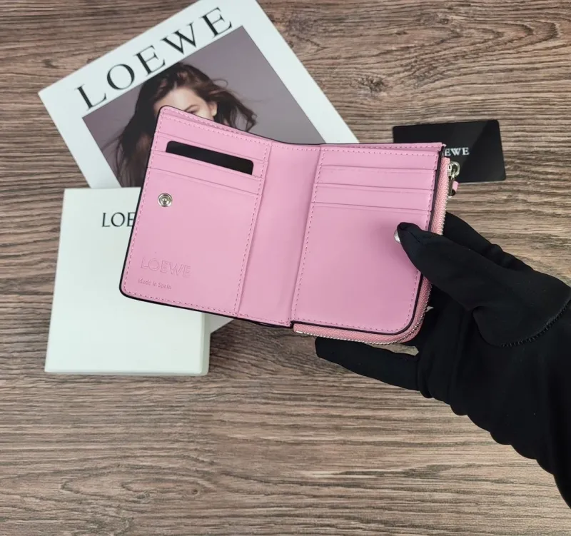 LOEWE 322 Pink Peach Compact Zip Wallet - Image 4