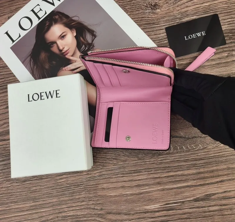 LOEWE 322 Pink Peach Compact Zip Wallet - Image 7