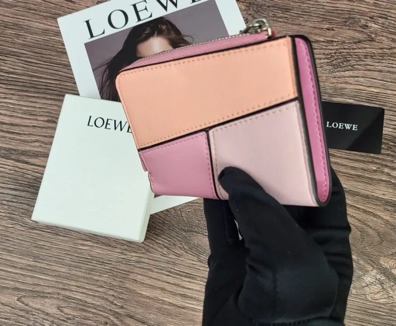 LOEWE 322 Pink Peach Compact Zip Wallet - Image 9