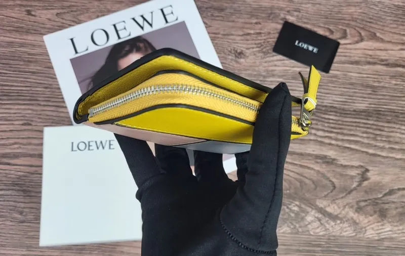 LOEWE 323 Color Block Zip Wallet Yellow Gray Pink - Image 6