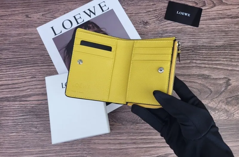 LOEWE 323 Color Block Zip Wallet Yellow Gray Pink - Image 7
