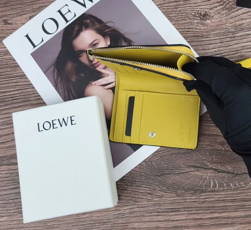 LOEWE 323 Color Block Zip Wallet Yellow Gray Pink - Image 9