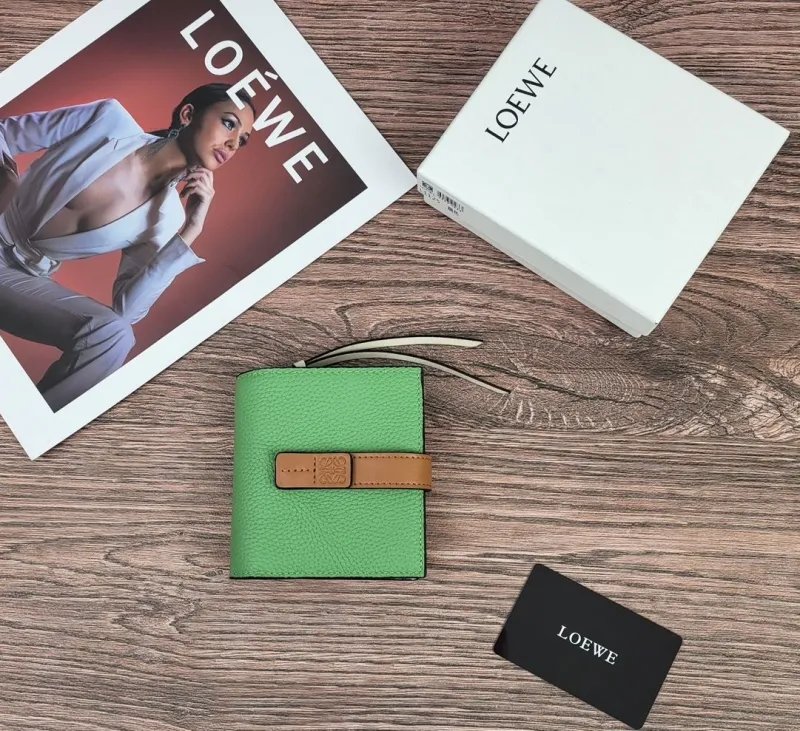 LOEWE Green Leather Compact Wallet