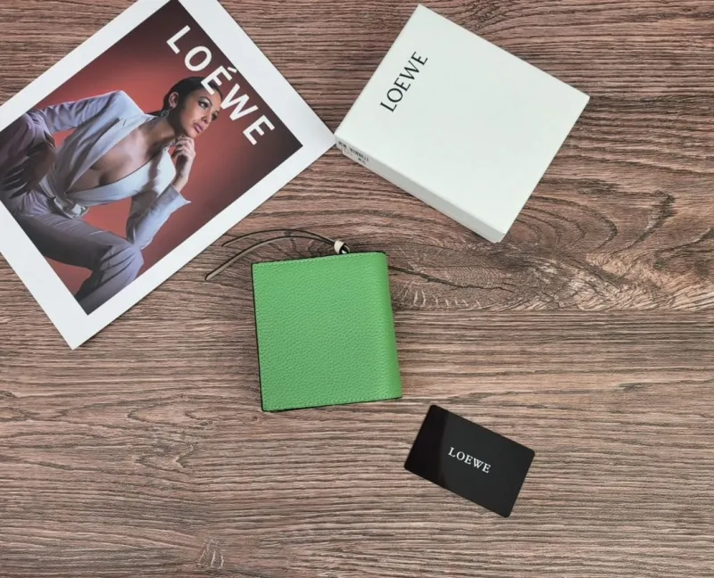 Alternative view of LOEWE Green Leather Compact Wallet