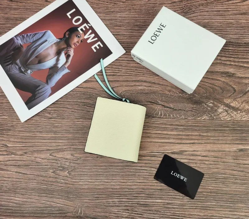 Alternative view of LOEWE Cream and Light Blue Bifold Wallet 325