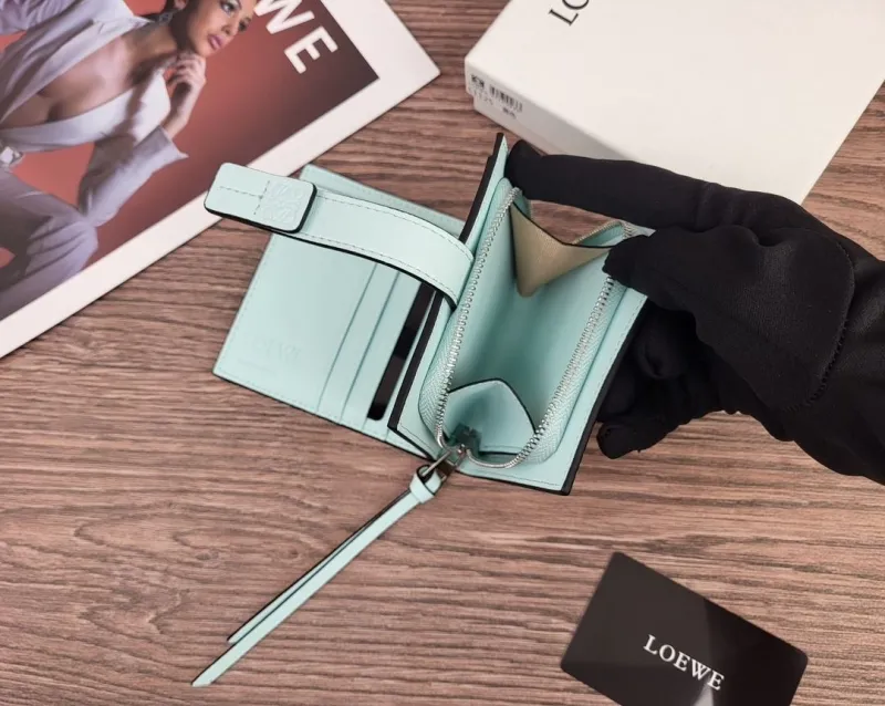 LOEWE Cream and Light Blue Bifold Wallet 325 - Image 4