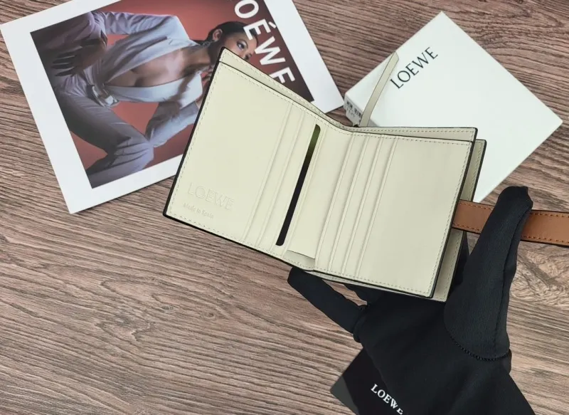 LOEWE Cream and Light Blue Bifold Wallet 325 - Image 6
