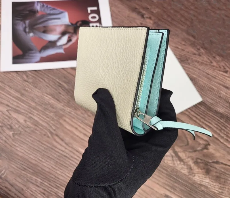 LOEWE Cream and Light Blue Bifold Wallet 325 - Image 9
