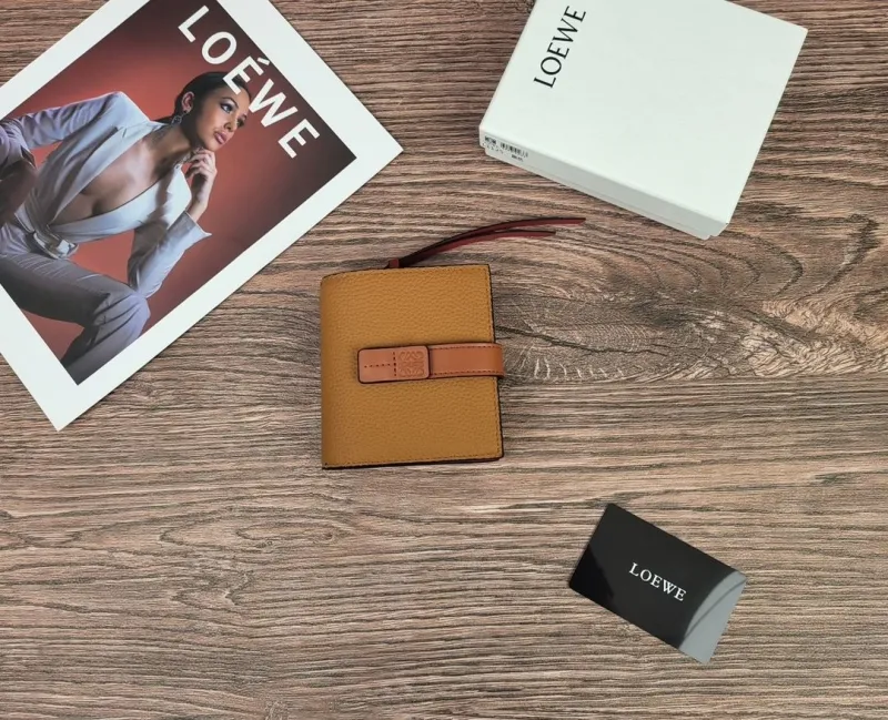 LOEWE Tan Leather Compact Wallet 329